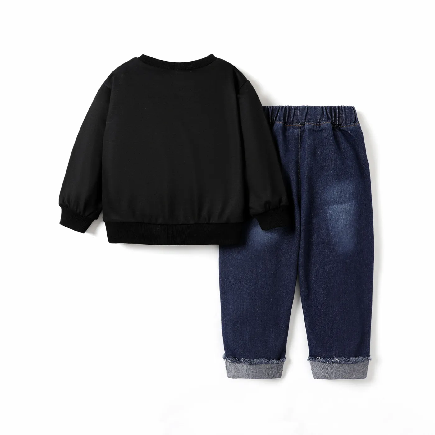 2pcs Avant-garde Toddler Boy Cyberpunk Teddy Set Black image 4