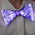 Go-Glow Halloween Light Up Bow Tie with Spiderweb Pattern Including Controller (Built-In Battery) Purple image 5