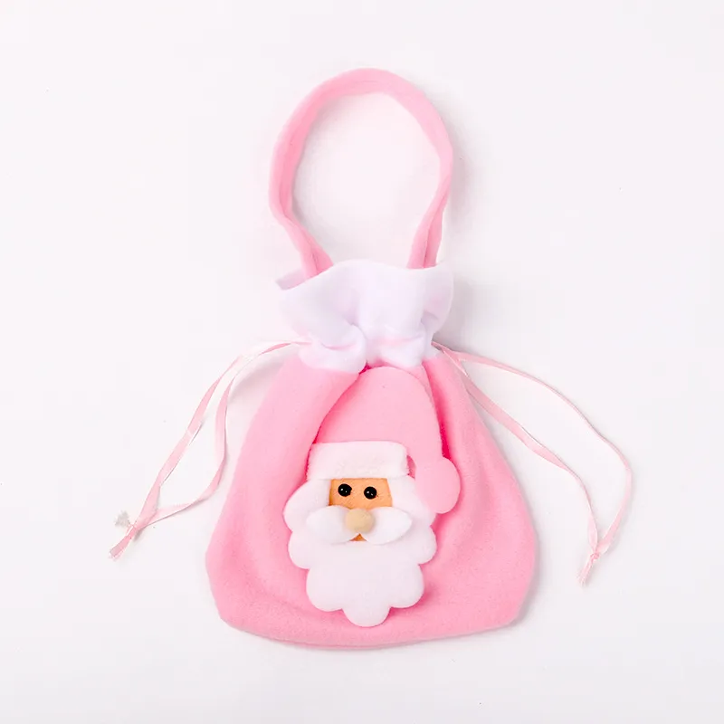 Christmas Pink Velvet Apple Drawstring Gift Bag   image 3