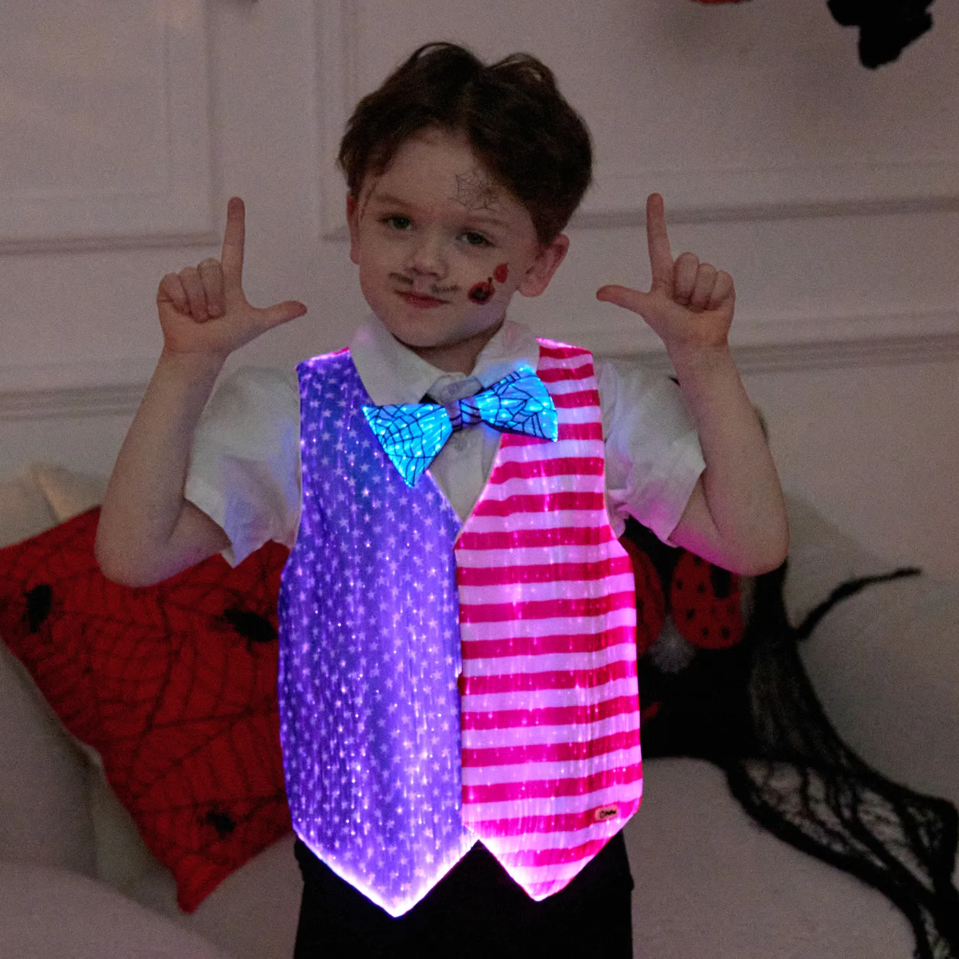 Go-Glow Light Up Contrast Vest Including Controller (Battery Inside) Red/White image 6