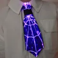 Go-Glow Halloween Light Up Necktie with Spiderweb Pattern Including Controller (Built-In Battery) Black image 4