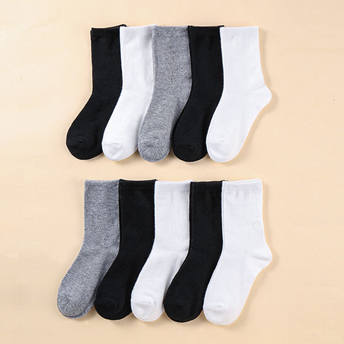 10-pack Toddler/kids Basic Mid-calf Socks