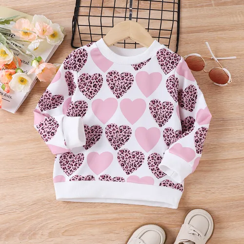 Toddler Girl Sweet Heart-shaped Pullover Hoodie