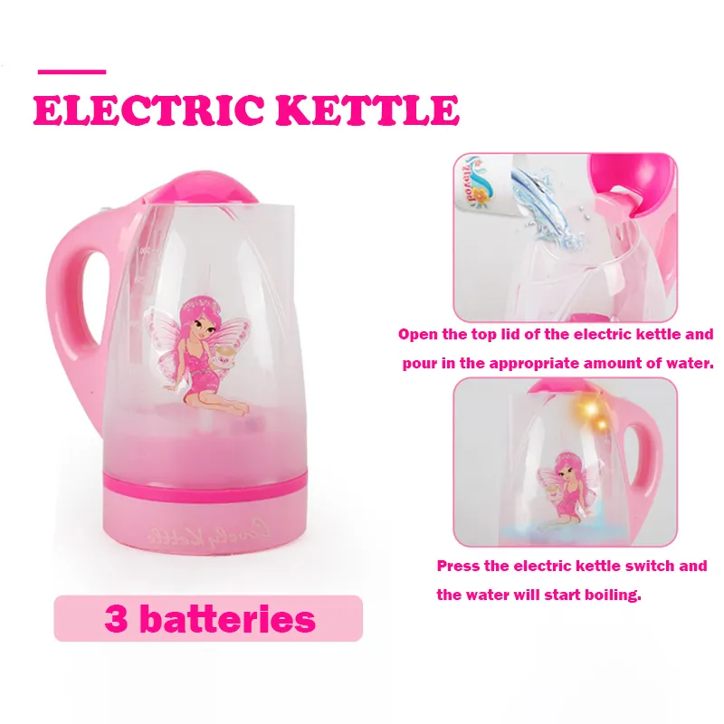 Mini Kitchen Set para Meninas: Mini Eletrodomésticos para Role-Play Feminino rosa branco image 2