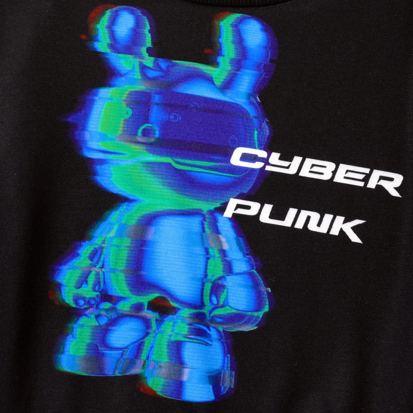 2pcs Avant-garde Toddler Boy Cyberpunk Teddy Set Black image 2