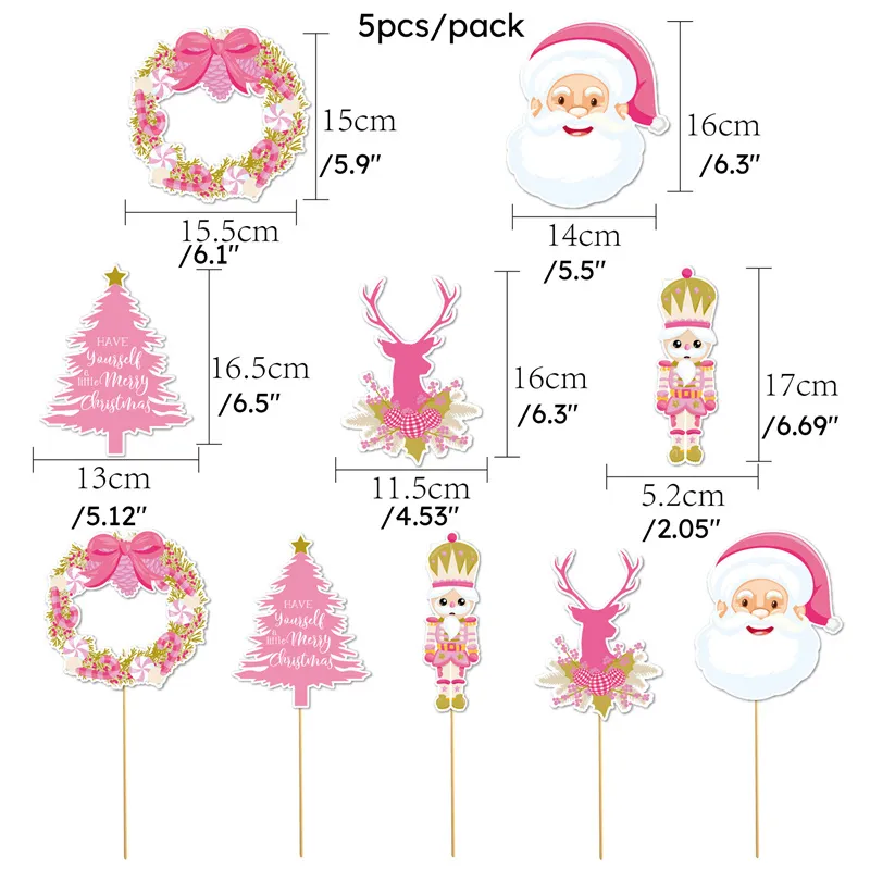 Rosa Weihnachtskuchen-, Stroh- Und Vasen-Tischkarten