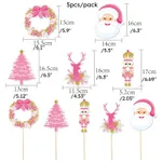 Pink Themed Christmas Cake, Straw, and Vase Place Cards  Color-C