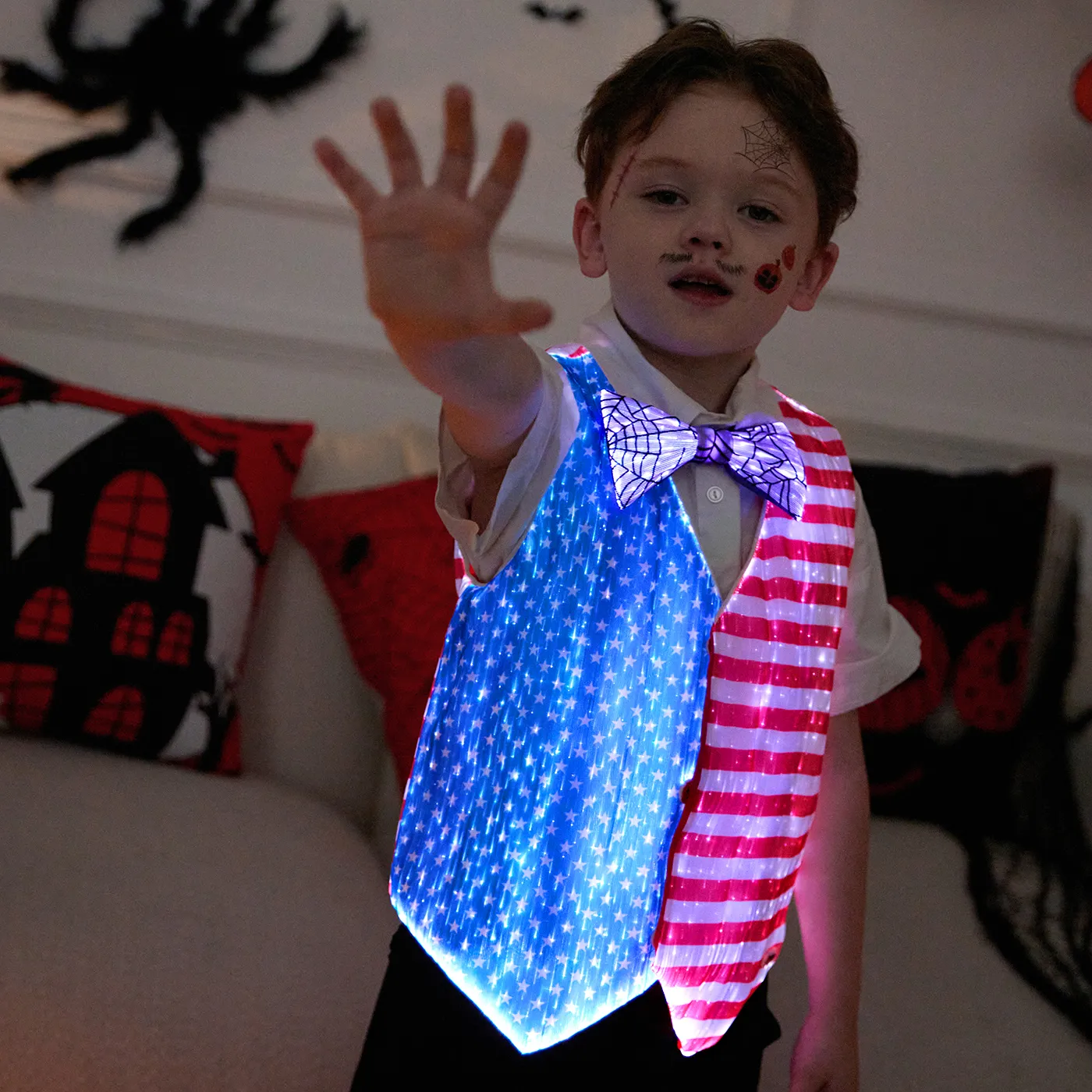 Go-Glow Light Up Contrast Vest Including Controller (Battery Inside) Red/White image 4