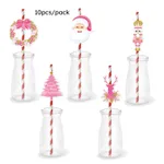 Pink Themed Christmas Cake, Straw, and Vase Place Cards  Color-A