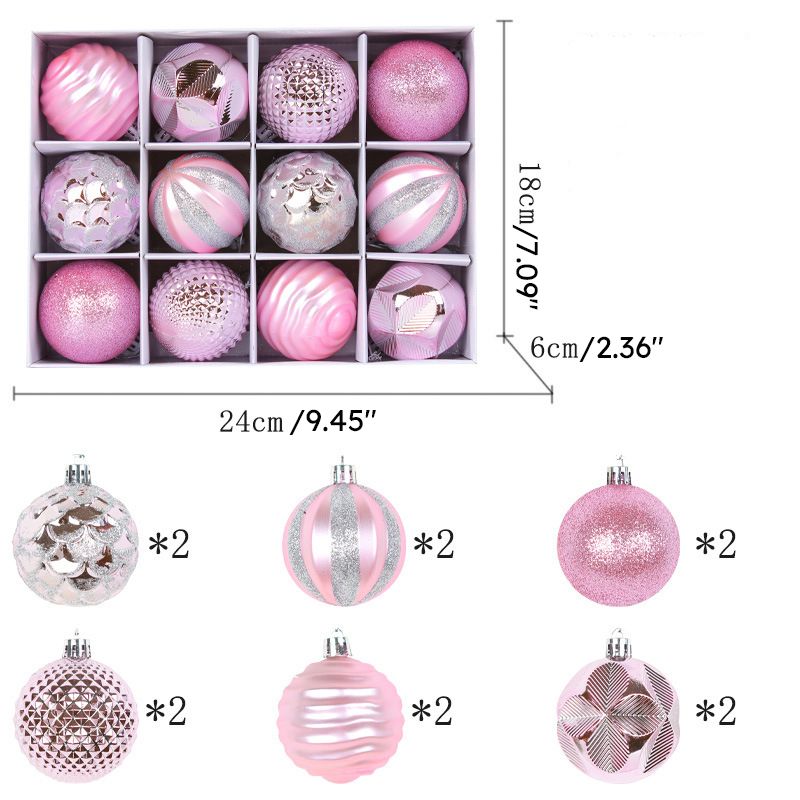 Set Of 12 PVC Christmas Tree Baubles - Festive Decorations For Christmas Trees
