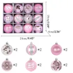 Set of 12 PVC Christmas Tree Baubles - Festive Decorations for Christmas Trees Pink