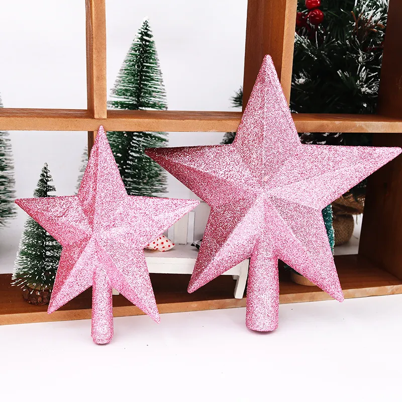 Individual Pink Christmas Tree Topper Five-Pointed Star Party Decoration