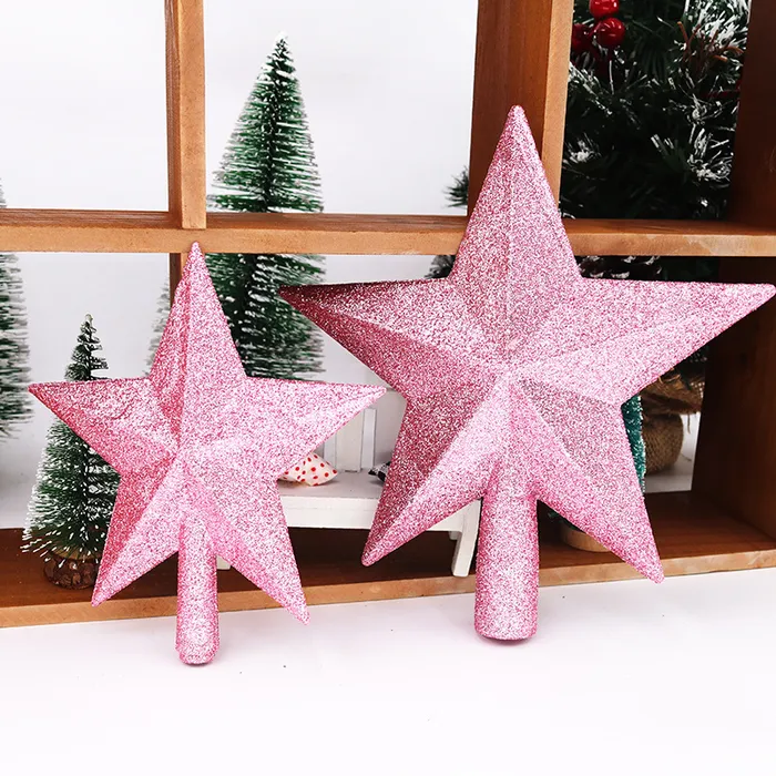 Individual Pink Christmas Tree Topper Five-Pointed Star Party Decoration 