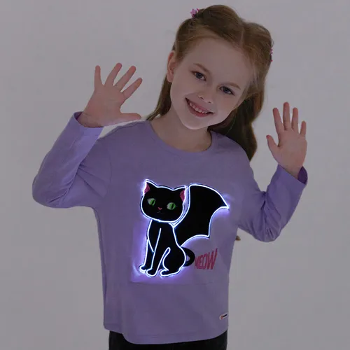 Go-Glow Illuminating Sweatshirt with Light Up Black Cat Including Controller (Built-In Battery)