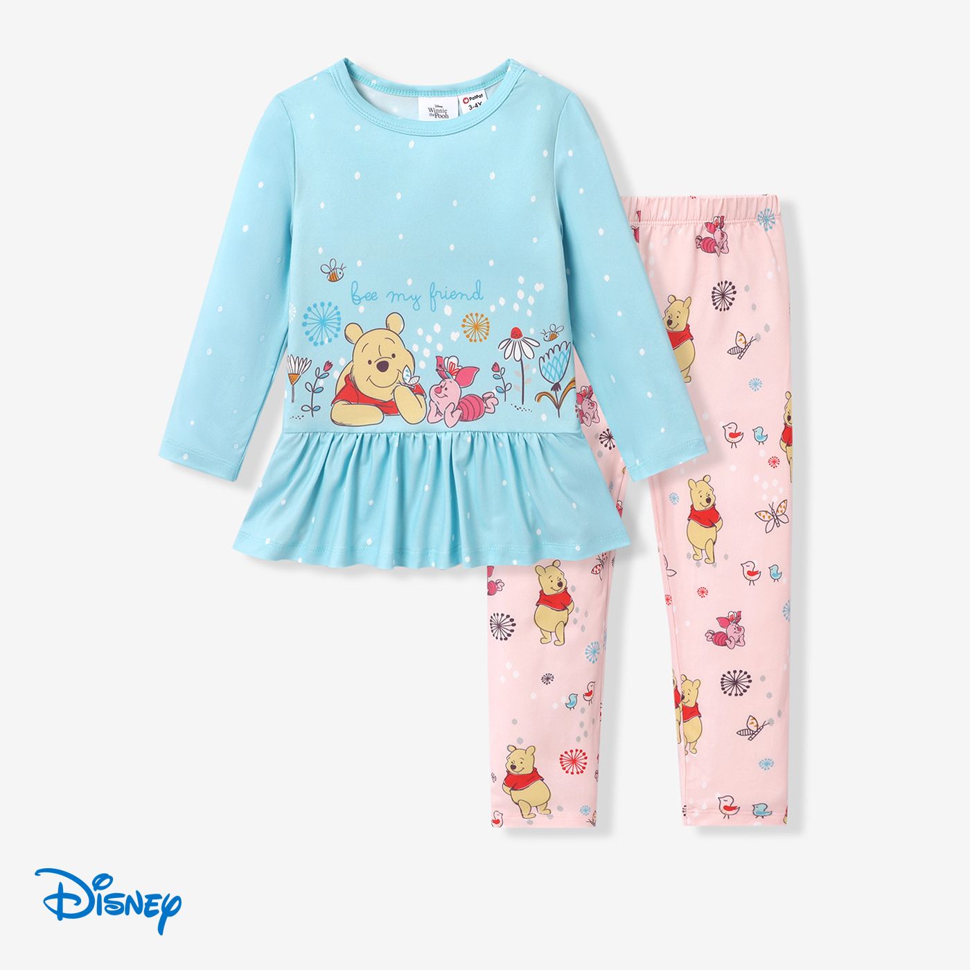 

Disney Winnie the Pooh Toddler Girl 2pcs Character Print Peplum Long-sleeve Tee and Leggings Set
