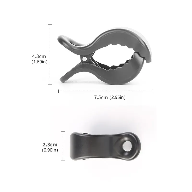 Multipurpose Large Plastic Clips for Baby Stroller, Carrying Basket, Blanket Cover Black