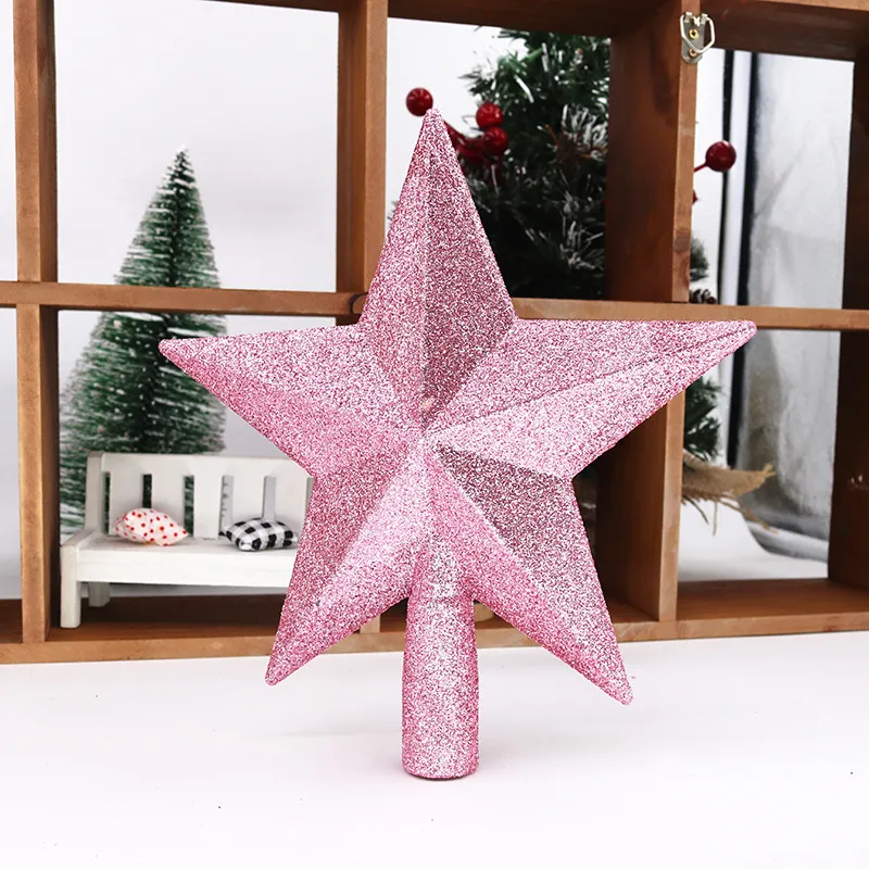 Individual Pink Christmas Tree Topper Five-Pointed Star Party Decoration  Pink big image 1