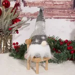 Christmas Scene Decoration - Knitted Forest Figure with Glowing Light-Up LED Strip and No-Face Doll Ornament Color-B