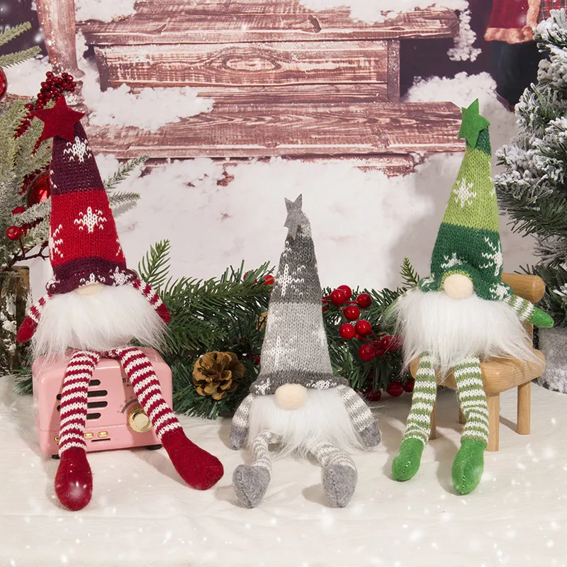 Christmas Scene Decoration - Knitted Forest Figure with Glowing Light-Up LED Strip and No-Face Doll Ornament  image 4