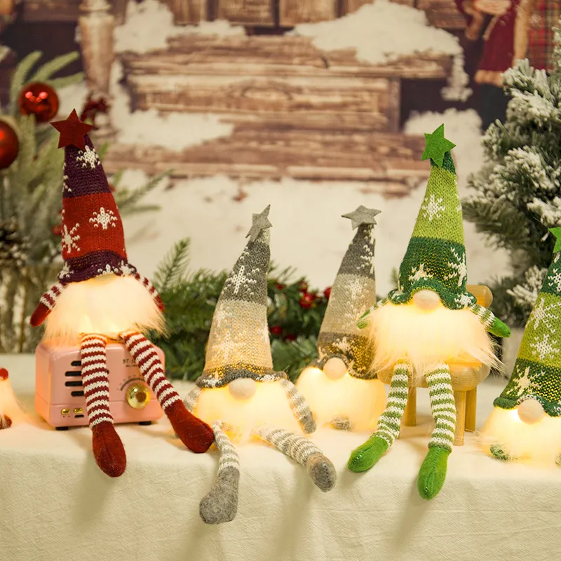 Christmas Scene Decoration - Knitted Forest Figure with Glowing Light-Up LED Strip and No-Face Doll Ornament  image 5