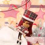 Checkered Christmas Stocking - Decorative Gift Bag for Children with Santa Claus Design, Ideal for Candy and Presents Color-C