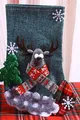 Bas de Noël à carreaux - Sac cadeau décoratif pour enfants avec design Père Noël, idéal pour les bonbons et les cadeaux Bleu