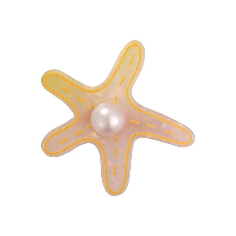 Adult/Children likes Symphony starfish pearl shell delicate hair clip Yellow