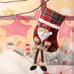 Checkered Christmas Stocking - Decorative Gift Bag for Children with Santa Claus Design, Ideal for Candy and Presents Color-A