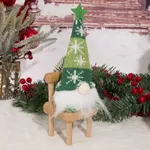 Weihnachtsszenendekoration - Gestrickte Waldfigur mit leuchtendem LED-Streifen und gesichtslosem Puppenornament Farbe-C