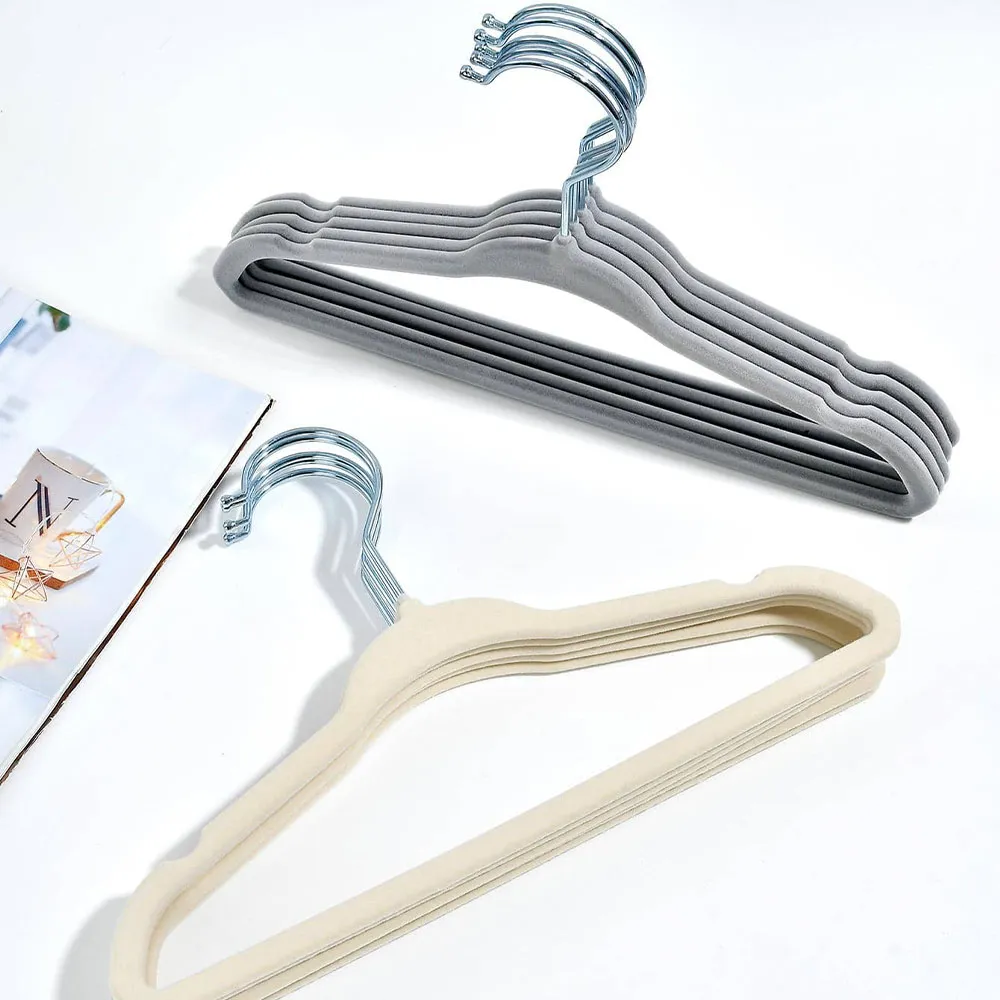 10Pcs cabides de veludo plástico - cabides de roupas infantis para secagem sem vestígios multicor image 5