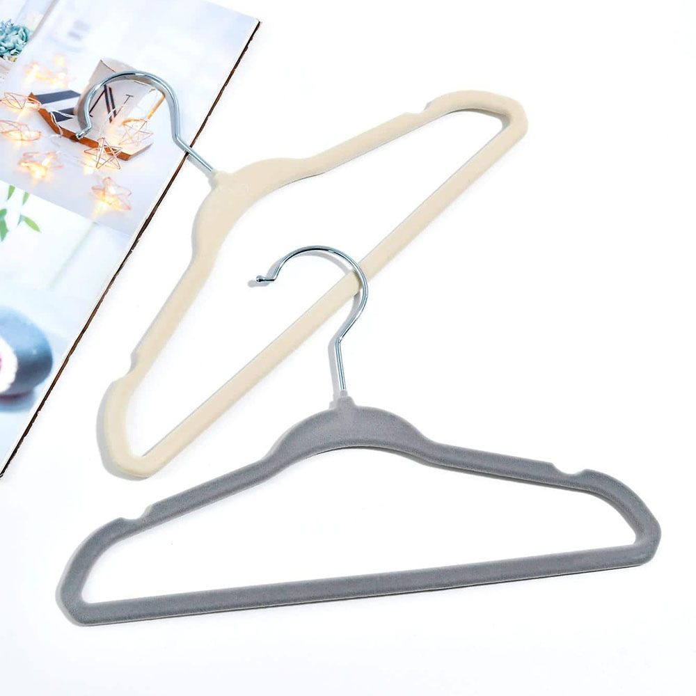 10Pcs Plastic Velvet Hangers - Children's Clothes Hangers for No-trace Drying