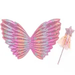 Kid Girl Beautiful Princess Fly Sleeve Heart Rainbow Mesh Fairy Dress Pink