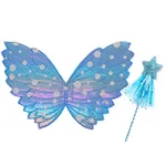 Kid Girl Stars Pattern Mesh Ruched Slip Fairy Dress Light Blue