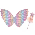 Kid Girl Beautiful Princess Fly Sleeve Heart Rainbow Mesh Fairy Dress Multi-color