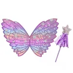 Kid Girl Beautiful Princess Fly Sleeve Heart Rainbow Mesh Fairy Dress Light Purple