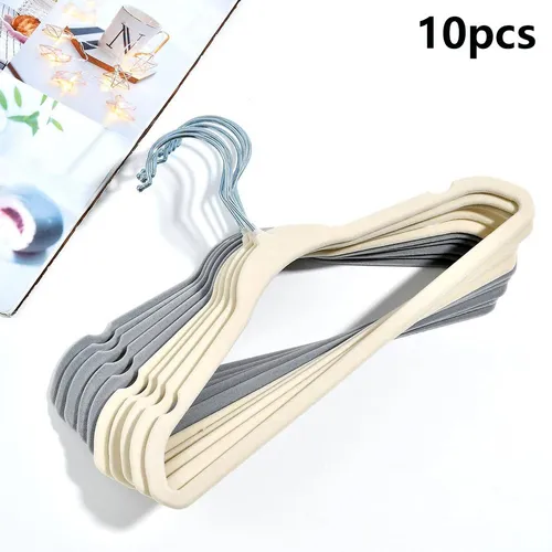 10Pcs Plastic Velvet Hangers - Children's Clothes Hangers for No-trace Drying