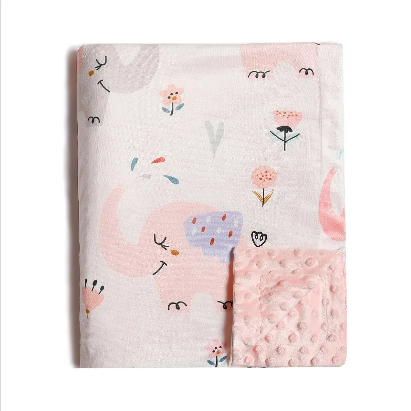Comfort Cute Animal Pattern Baby Blanket Pink big image 1