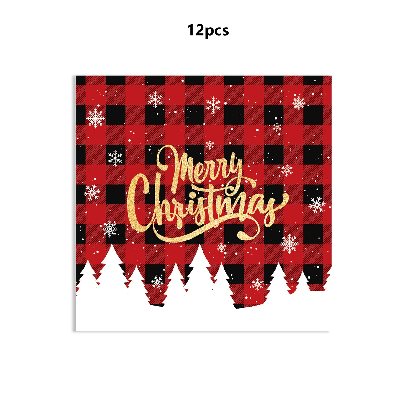 Christmas disposable paper cups, plates, napkins and tableware set with tablecloth flag decoration cloth paty Red big image 1
