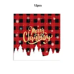 Natal descartável copo de papel prato guardanapo conjunto de louça com toalha de mesa bandeira pano decoração  image 4