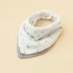 Multi-functional Baby Cotton Gauze Printed and Patchwork Triangle Bib Grey