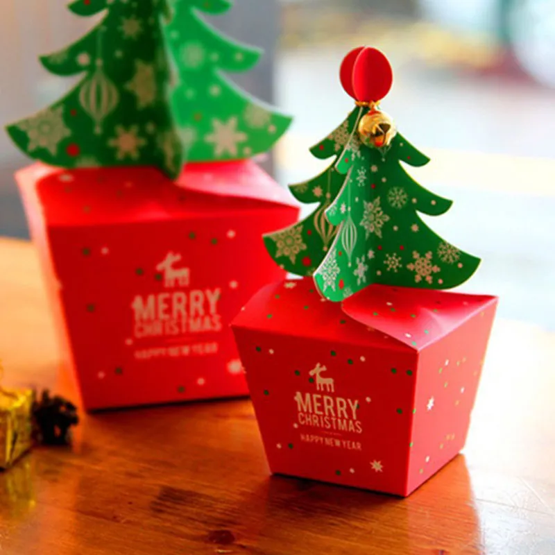 Handmade DIY Christmas Tree Box Candy Gift Box Green big image 1