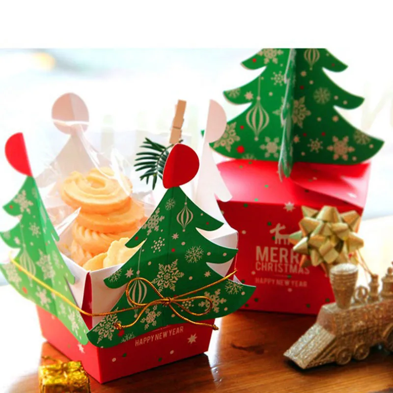 Caja de regalo de caramelo hecha a mano DIY Christmas Tree Box Verde big image 1
