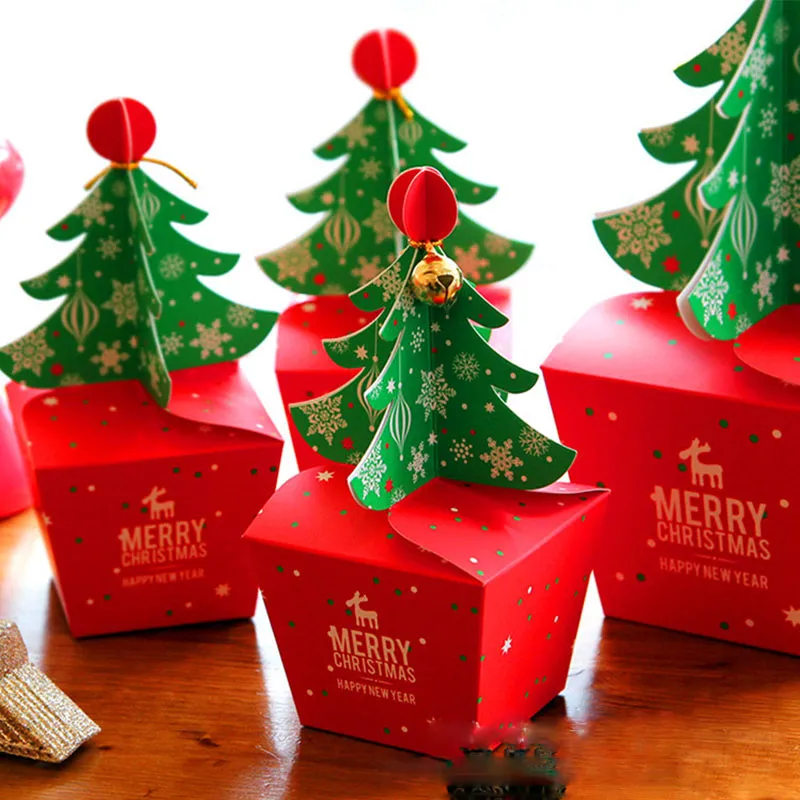 Boîte cadeau de bonbons de l’arbre de Noël faite à la main Vert big image 1