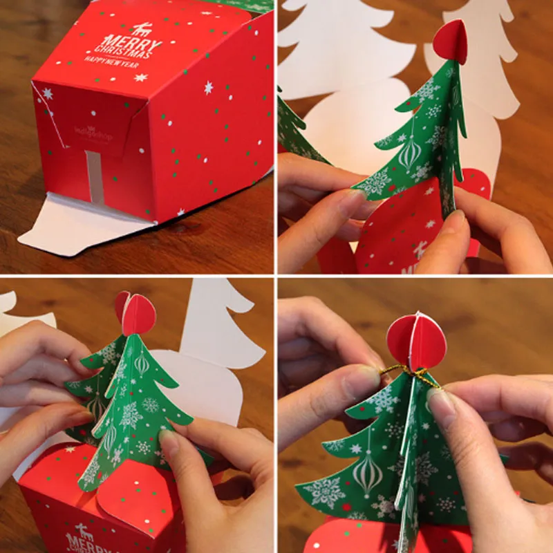 Caixa de árvore de Natal DIY feita à mão Caixa de presente de doces Verde big image 1