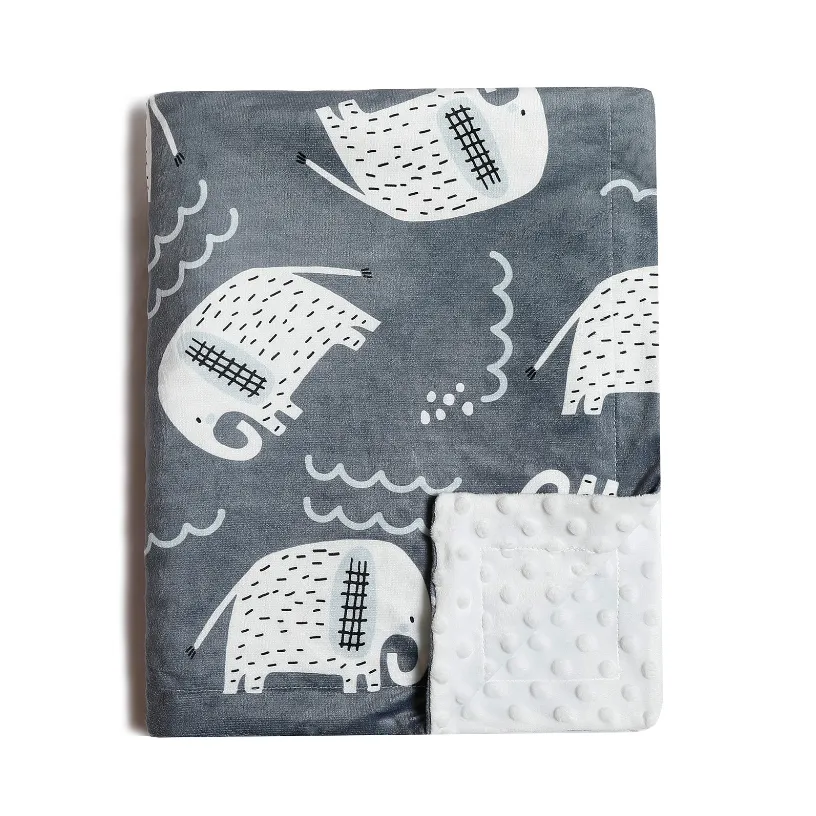 Comfort Cute Animal Pattern Baby Blanket Grey