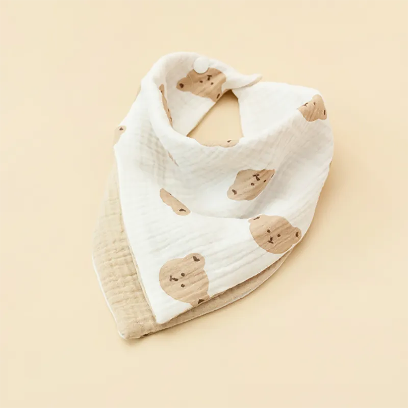 Multifunktionales Baby-Baumwoll-Gaze-bedrucktes und Patchwork-Triangel-Lätzchen  big image 1
