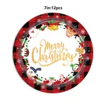 Christmas disposable paper cups, plates, napkins and tableware set with tablecloth flag decoration cloth paty  image 2