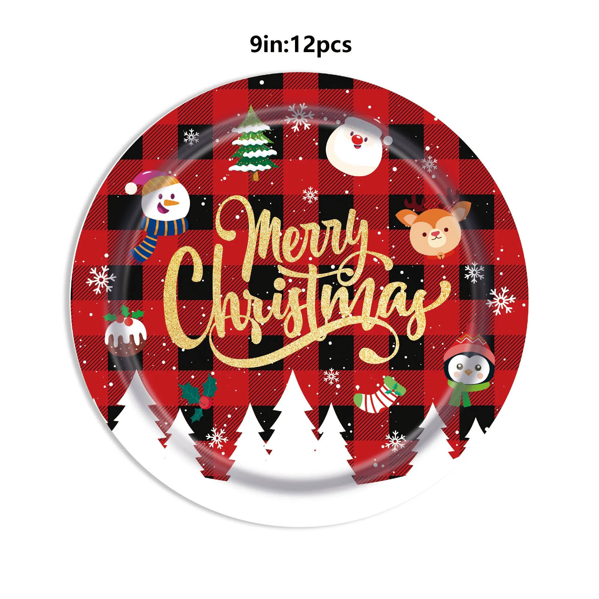Christmas disposable paper cups, plates, napkins and tableware set with tablecloth flag decoration cloth paty  image 6