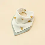 Multi-functional Baby Cotton Gauze Printed and Patchwork Triangle Bib Light bean green