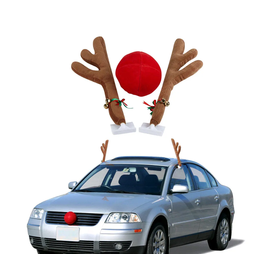 Weihnachtliche Autodekoration: Rentiergeweih und Elchhörner rot big image 1